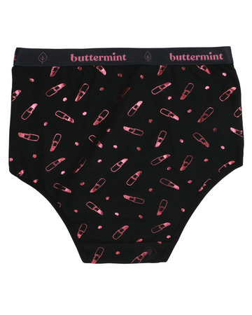Buttermint BR-LIPS-BK Pink Lipstick Black Cotton Teen Briefs 3 Pack myselflingerie.com